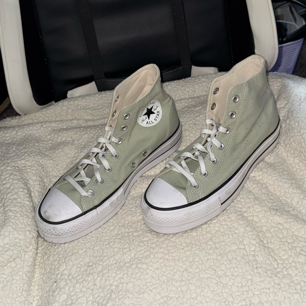 Converse Platform High-Top Sneakers in Green and White